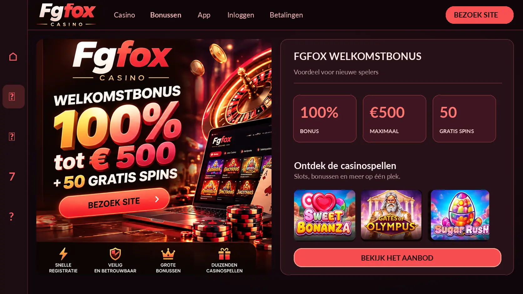 FgFox Casino Nederland: Slots, Live Games en Uitbetalingen image 1