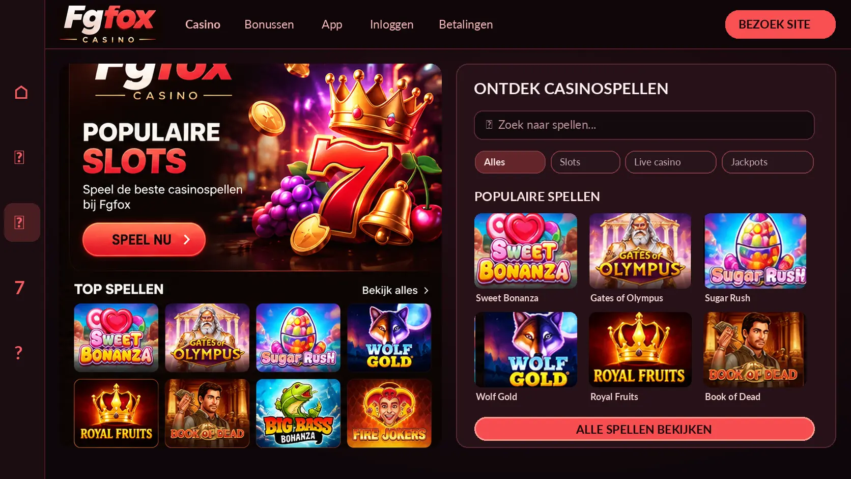 FgFox Casino Nederland: Slots, Live Games en Uitbetalingen image 3